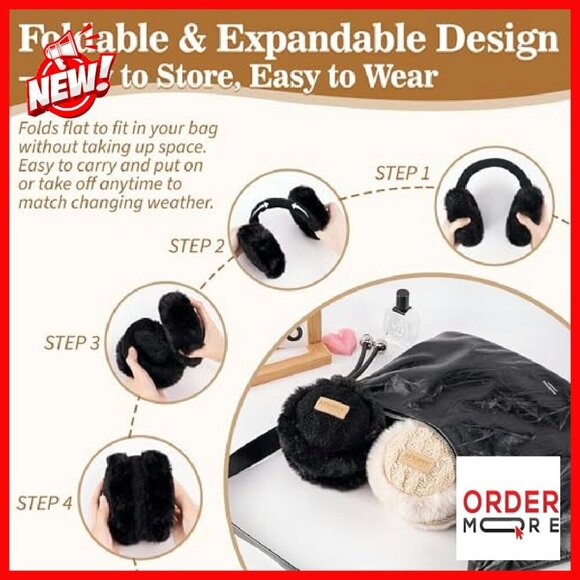 Adjustable Faux Fur Earmuffs Foldable Winter Ear Warmers main image 5